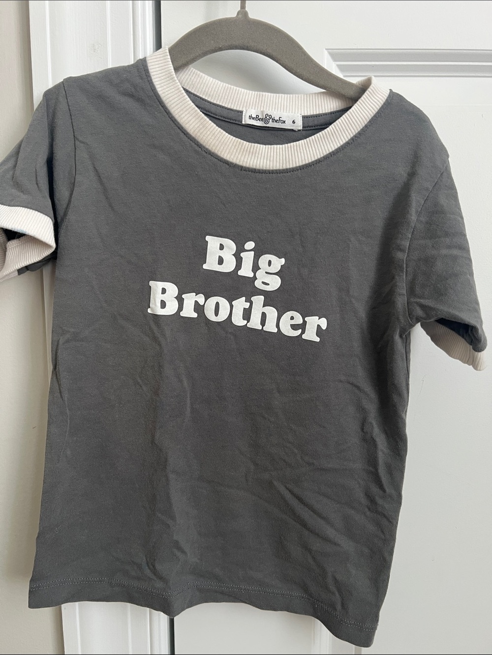 The Bee&theFox Big Brother  Tee - Gray & White
